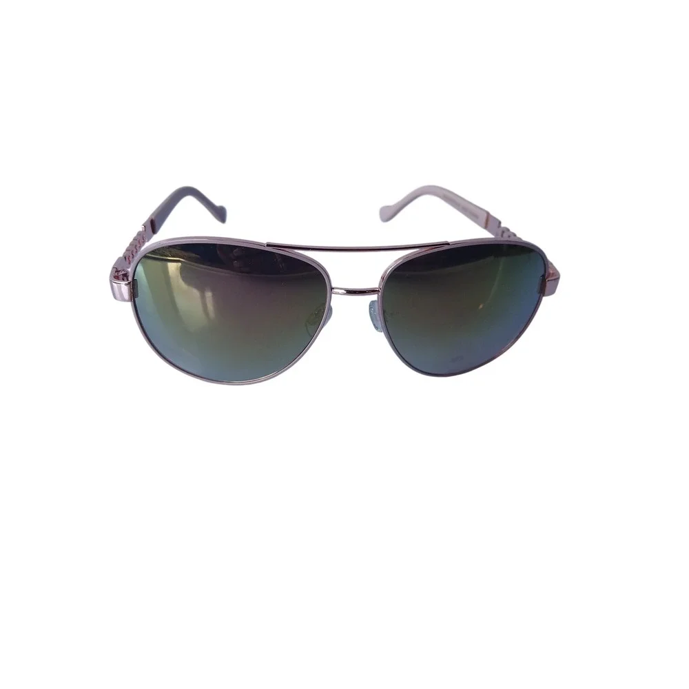 Jessica Simpson Rose Gold Aviator Sunglasses with Chain Detail Temples